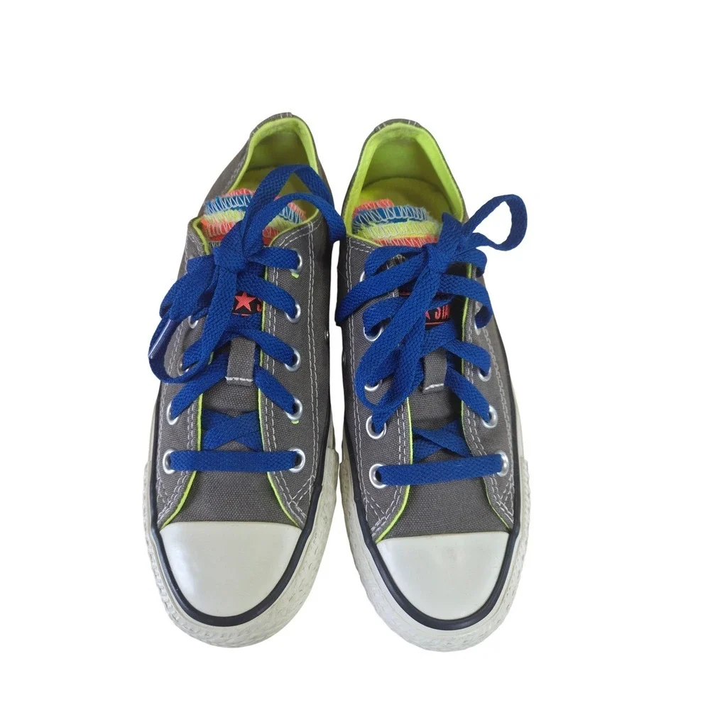 Converse Chuck Taylor All Star Low Grey Neon Blue Kids Size 3 140074F